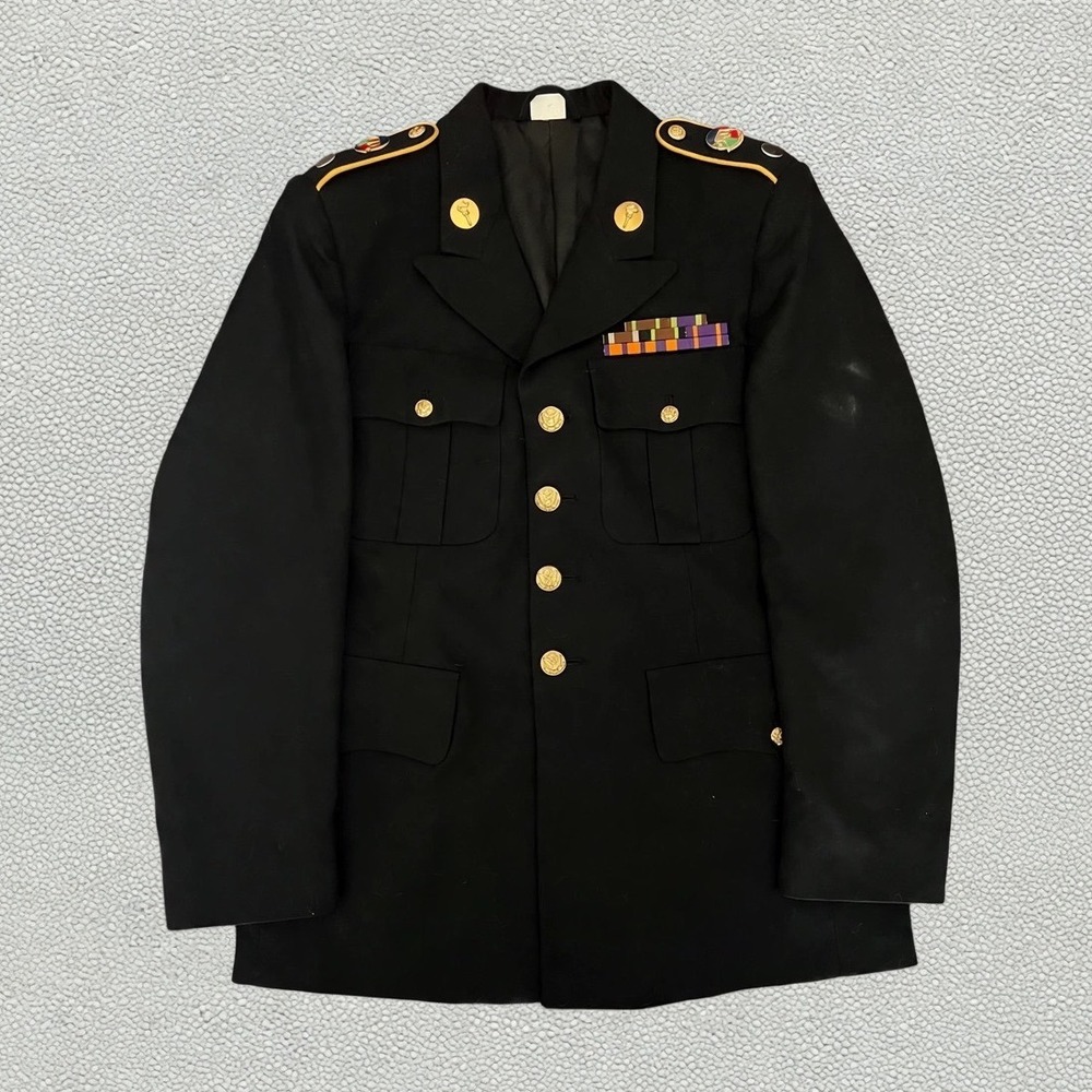 US Army ASU Dress Blue Coat 38R‎ Classic UC Davis ROTC Crest Ribbons Blue 450